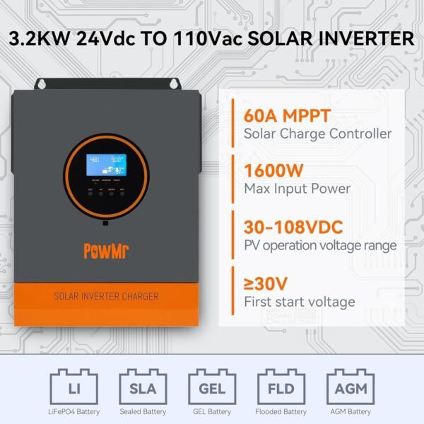 Inversor Solar con Cargador 3200W, 24V a 120V - Imagen 3